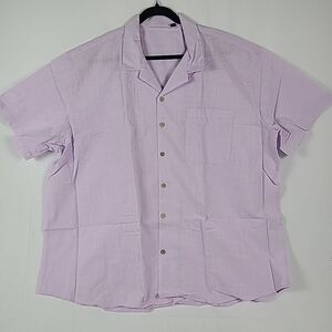 NEW Flex Men's Luxury Collection Designed in Italy Short Sleeve Purple Shirt 4XL
